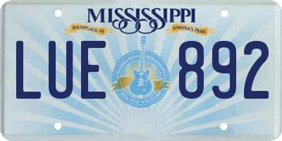 MS license plate LUE892