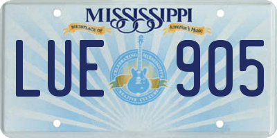 MS license plate LUE905