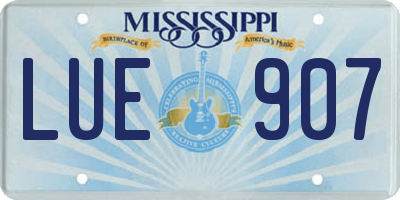 MS license plate LUE907