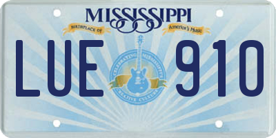 MS license plate LUE910