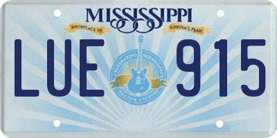 MS license plate LUE915