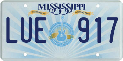 MS license plate LUE917