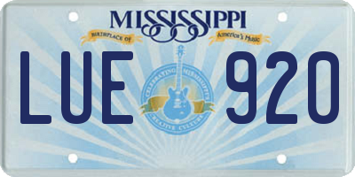 MS license plate LUE920