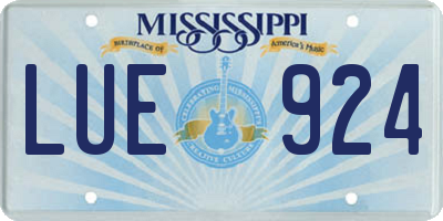MS license plate LUE924