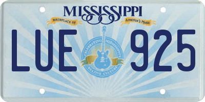 MS license plate LUE925