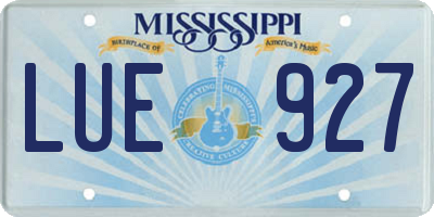 MS license plate LUE927