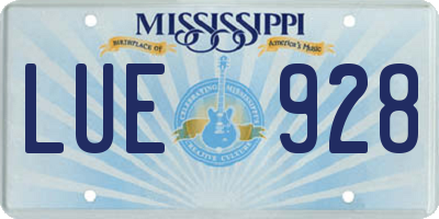 MS license plate LUE928