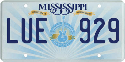 MS license plate LUE929