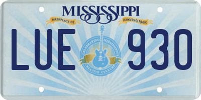 MS license plate LUE930