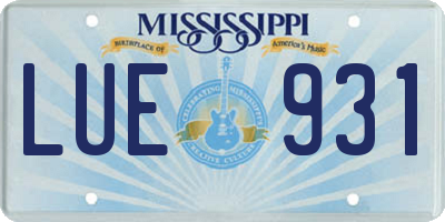 MS license plate LUE931
