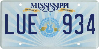 MS license plate LUE934
