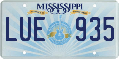 MS license plate LUE935
