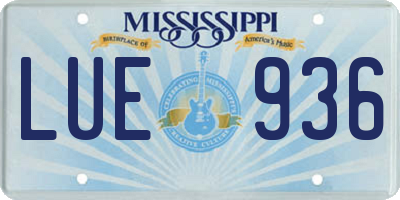 MS license plate LUE936