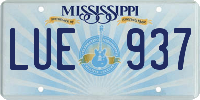 MS license plate LUE937