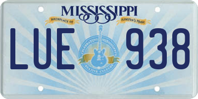 MS license plate LUE938