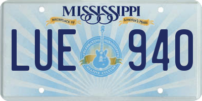 MS license plate LUE940
