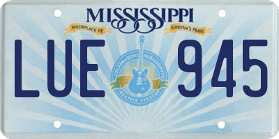 MS license plate LUE945