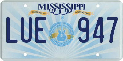 MS license plate LUE947