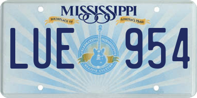 MS license plate LUE954