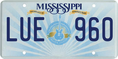 MS license plate LUE960