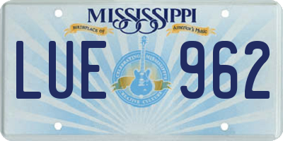 MS license plate LUE962
