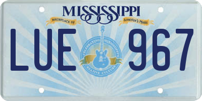 MS license plate LUE967