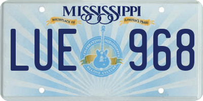 MS license plate LUE968