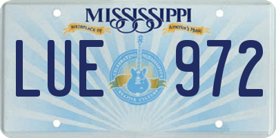 MS license plate LUE972