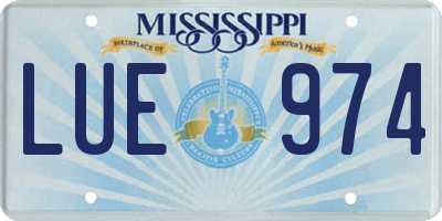 MS license plate LUE974