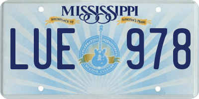 MS license plate LUE978