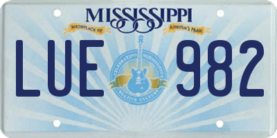 MS license plate LUE982