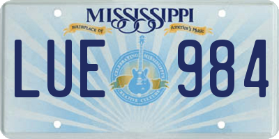 MS license plate LUE984