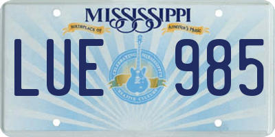 MS license plate LUE985