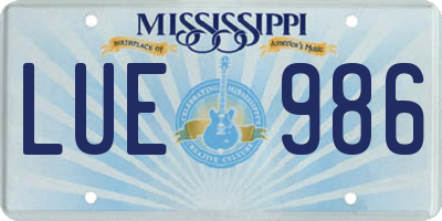MS license plate LUE986