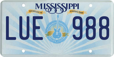 MS license plate LUE988