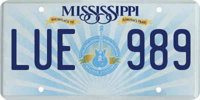 MS license plate LUE989