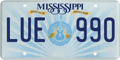 MS license plate LUE990