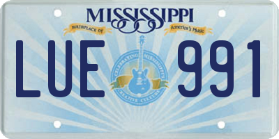 MS license plate LUE991