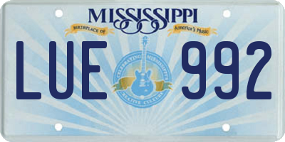 MS license plate LUE992