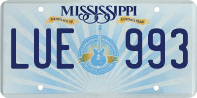 MS license plate LUE993