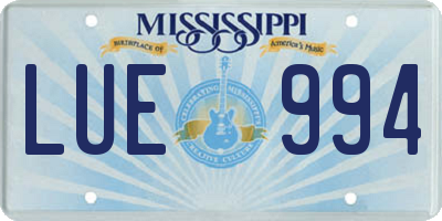 MS license plate LUE994