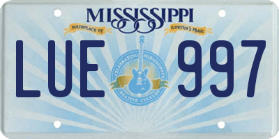 MS license plate LUE997