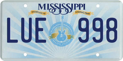 MS license plate LUE998