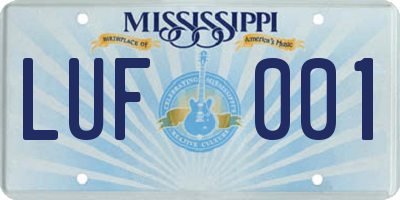 MS license plate LUF001