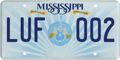 MS license plate LUF002