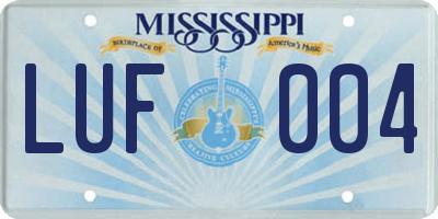 MS license plate LUF004