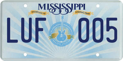 MS license plate LUF005
