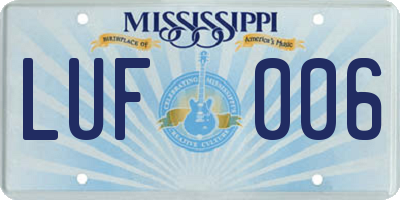 MS license plate LUF006