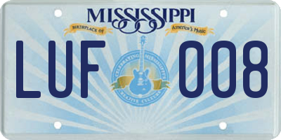 MS license plate LUF008