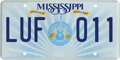 MS license plate LUF011